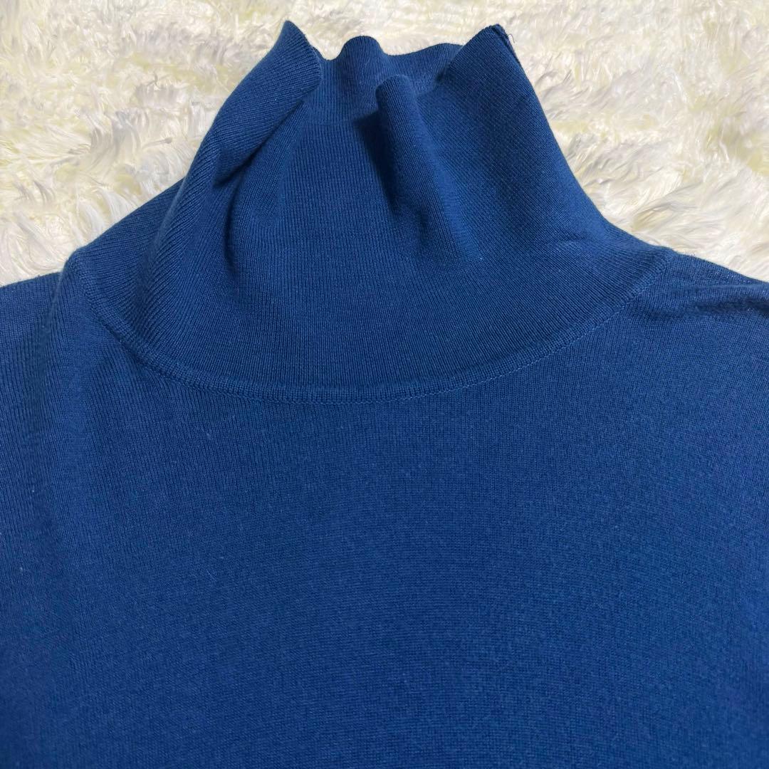 ジョンスメドレー タートルネック ニット L ブルー シーアイランドコットン