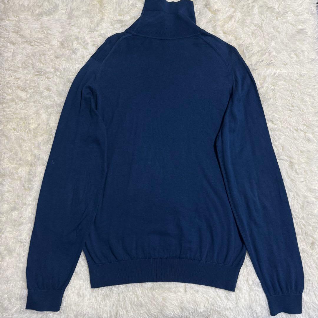 ジョンスメドレー タートルネック ニット L ブルー シーアイランドコットン