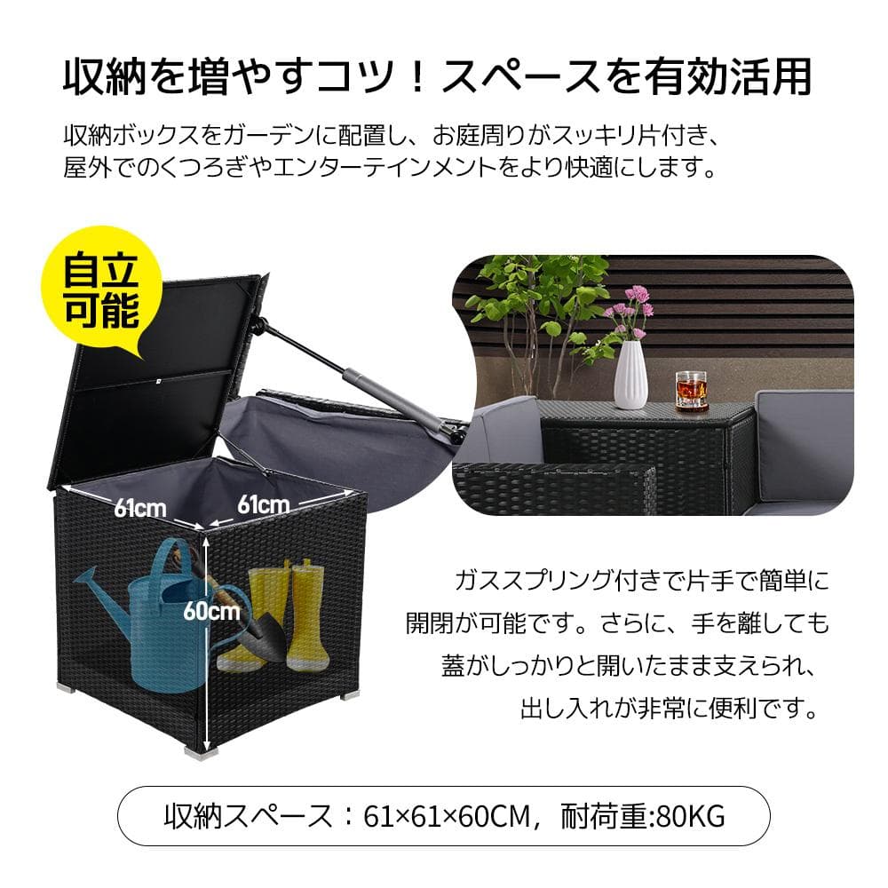 ガーデンファニチャー 4点 収納付き ガーデン クッション付き ラタン調 ソファ