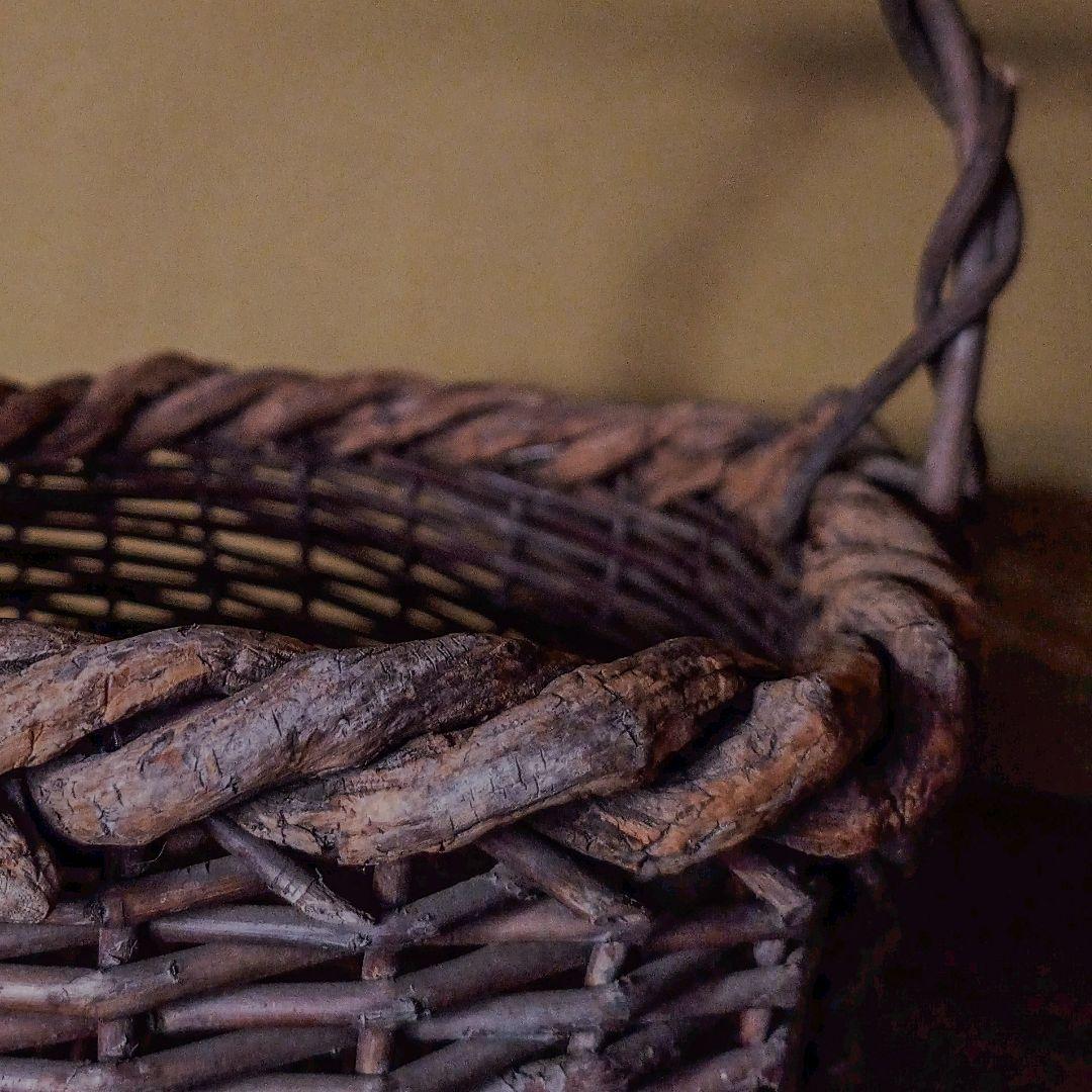 【民藝】古いかづらの籠 古道具 かご 籠