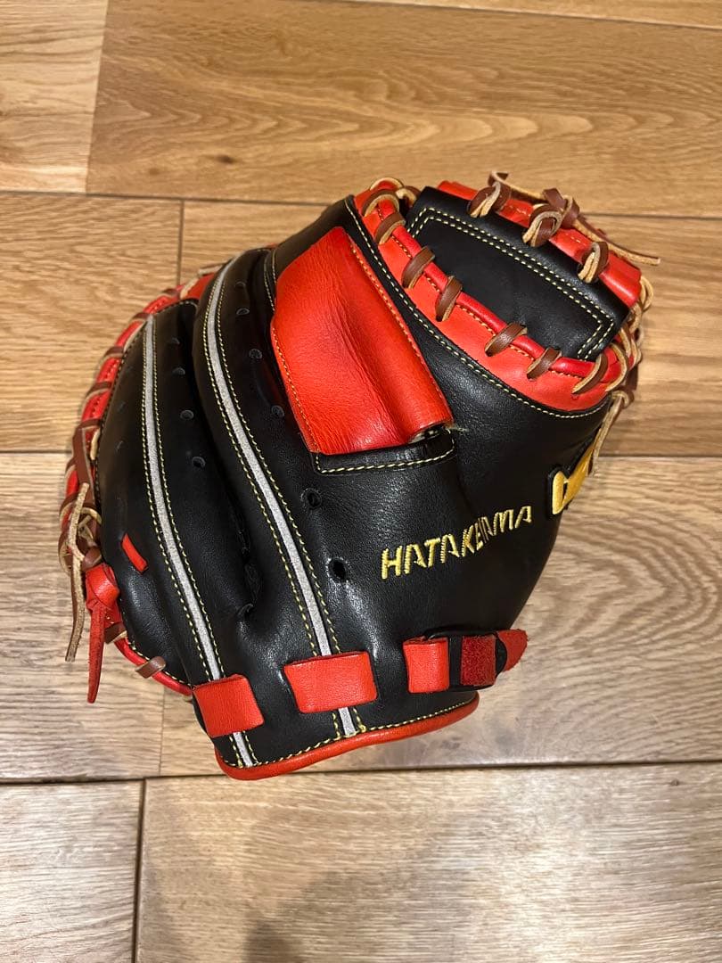 【オーダー】ハタケヤマ 軟式 キャッチャーミット 赤×黒