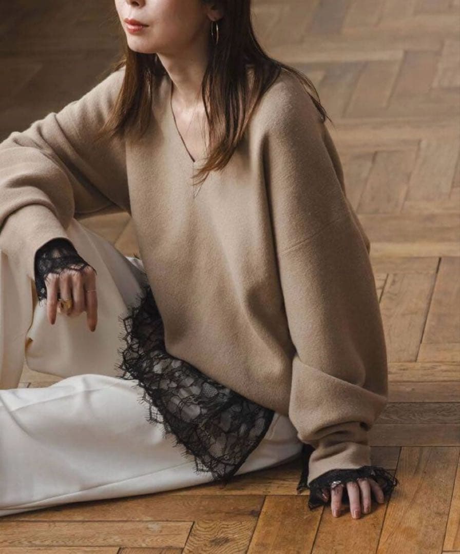 NOBLE サラサシアーレースブラウス　黒　ブラック　25AW 今季