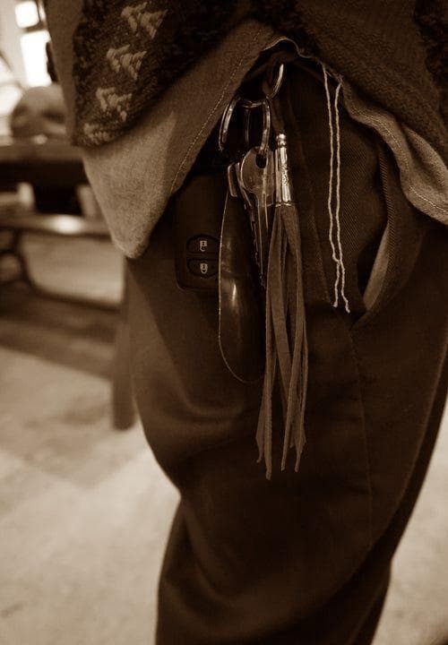 LARRY SMITH FRINGE PARTS シルバー レザーキーホルダー