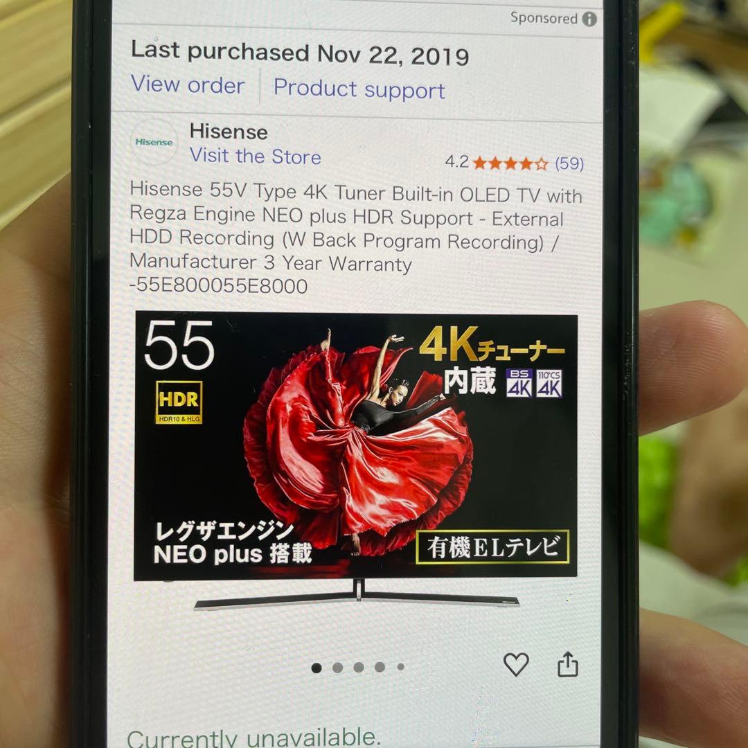 Hisense 55E8000 55インチ 4Kテレビ