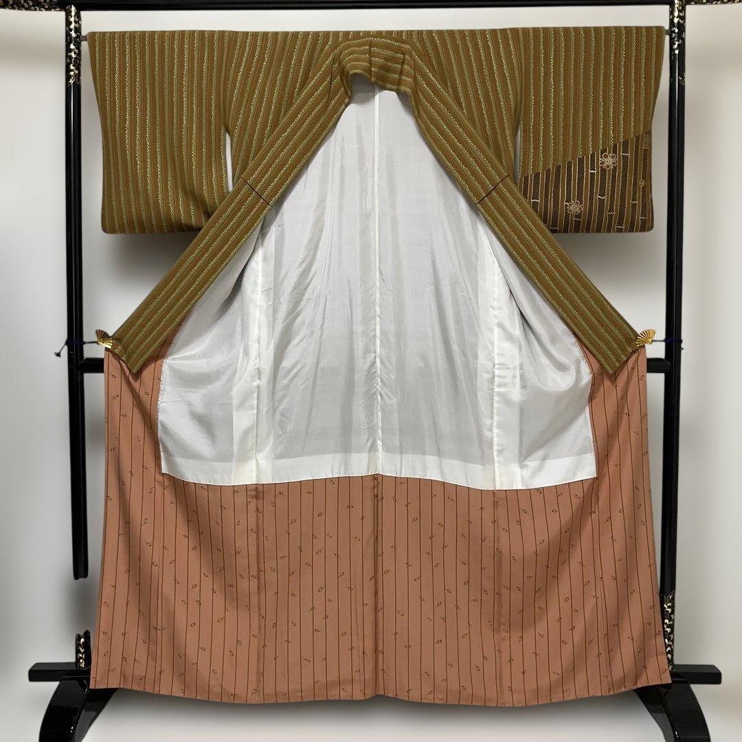 No.2963 正絹作家物(二代目清次郎)金彩縦縞訪問着　落款　美品