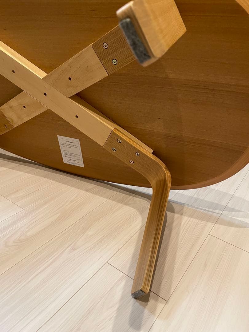 無印良品　タモ材　楕円形ローテーブル