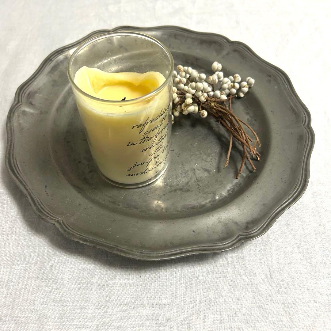 フランスアンティーク　花リムピューター 大皿　32センチ　蚤の市　仏ブロカント