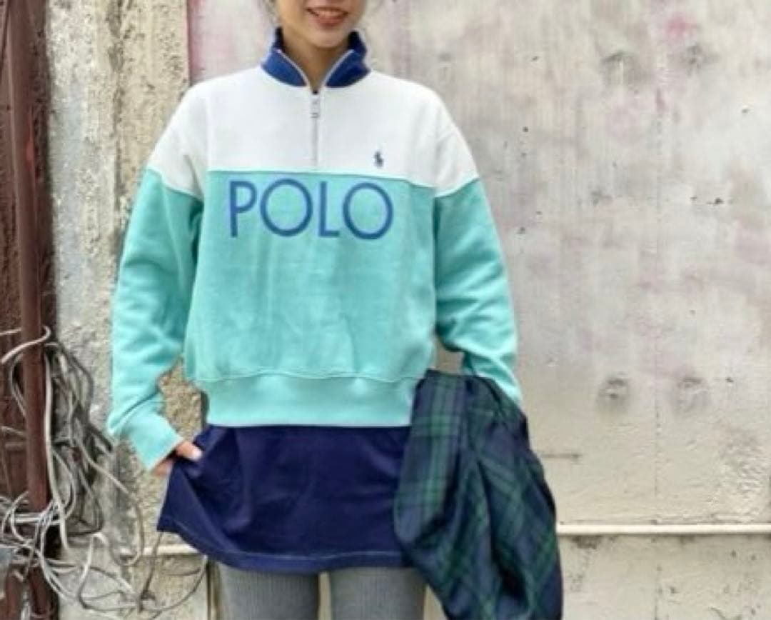 激レア‼️美品♡ラルフローレン♡Half Zip スウェット　裏起毛　ビッグロゴ