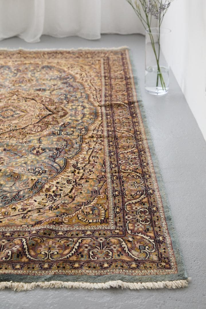 ヴィンテージラグ　トライバルラグ　ラホール産（210×124cm）青　茶　グレー