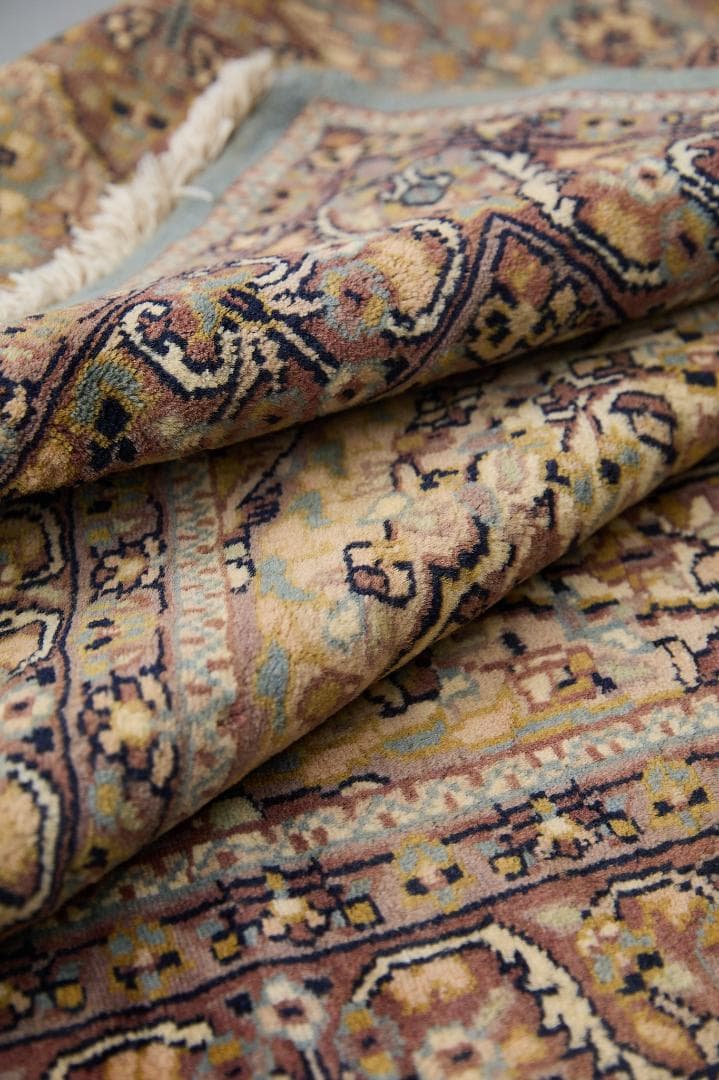 ヴィンテージラグ　トライバルラグ　ラホール産（210×124cm）青　茶　グレー