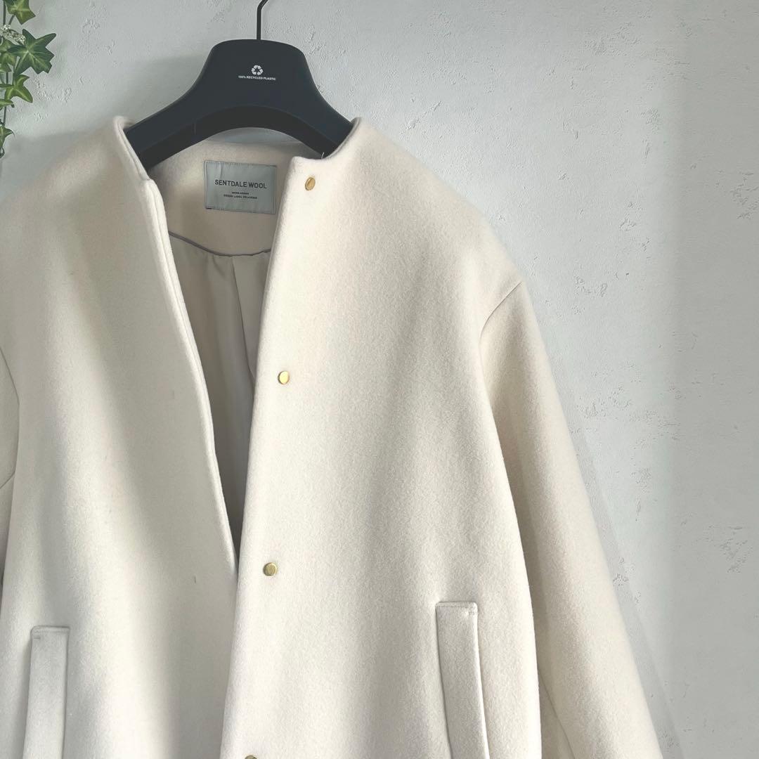 ユナイテッドアローズ　美品　セントデールウール ノーカラー ミドル コート