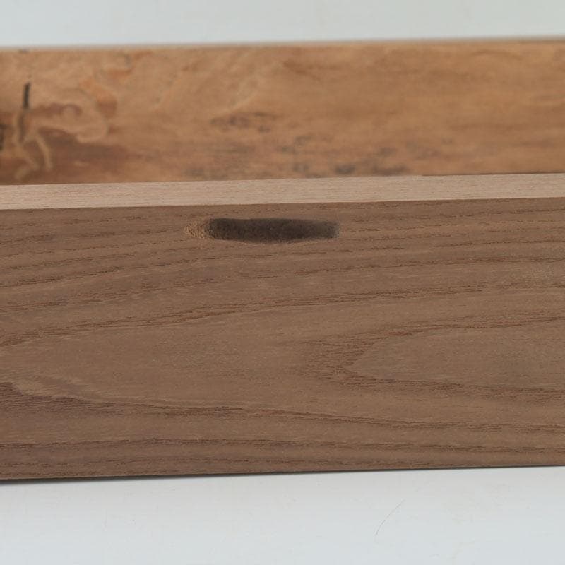 茶道具　山崎如悦作　槐古材木地　炉縁　共布共箱　V　9888A