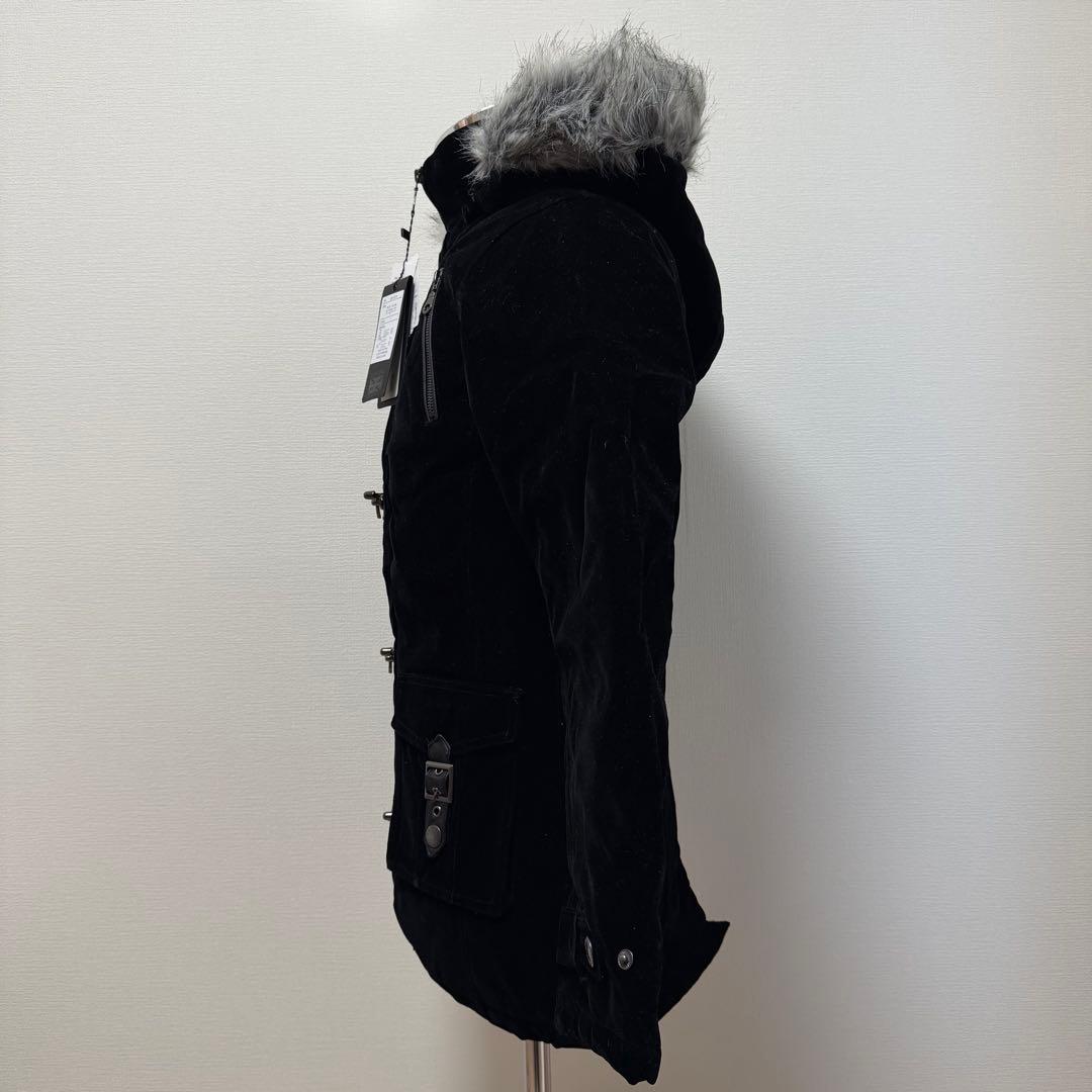 00s Y2K ファイヤーマンジャケット　ベロア　黒　ファー　お兄系　タグ付　M