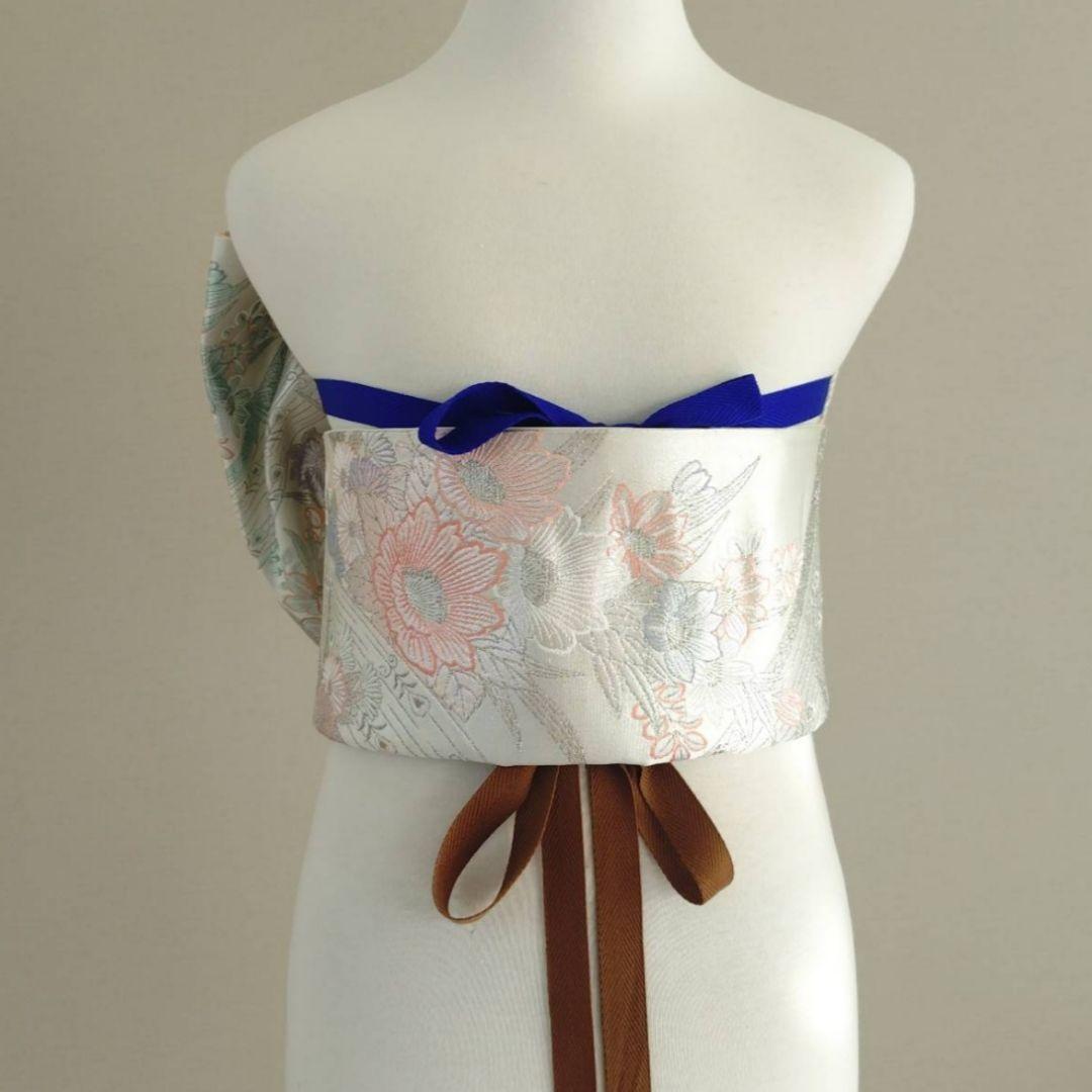 一部式　振袖用作り帯　九百プラチナ　十三参りにも　作り帯付け帯　胴巻き～95㎝