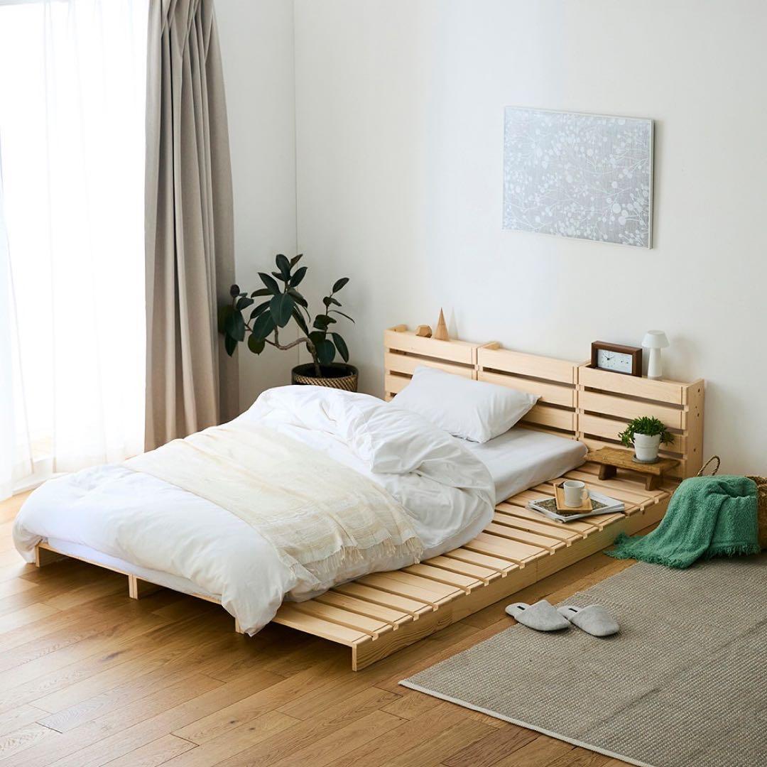 木製パレット風すのこベッド(ダブルベットサイズ)