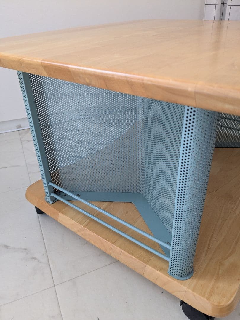 90s vintage パンチングメタルのブックスタンド付き テーブル