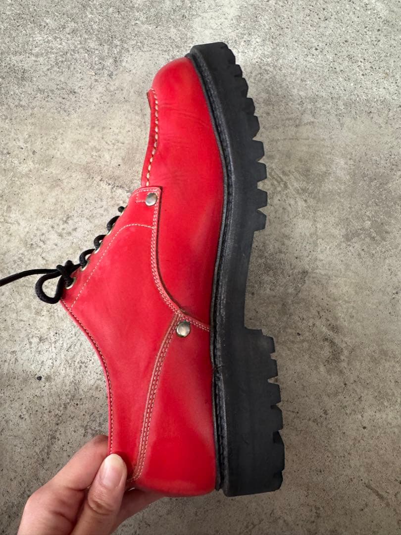 山根靴店　Ｕチップ　 レザー　２6cm　 レッド　EVISU