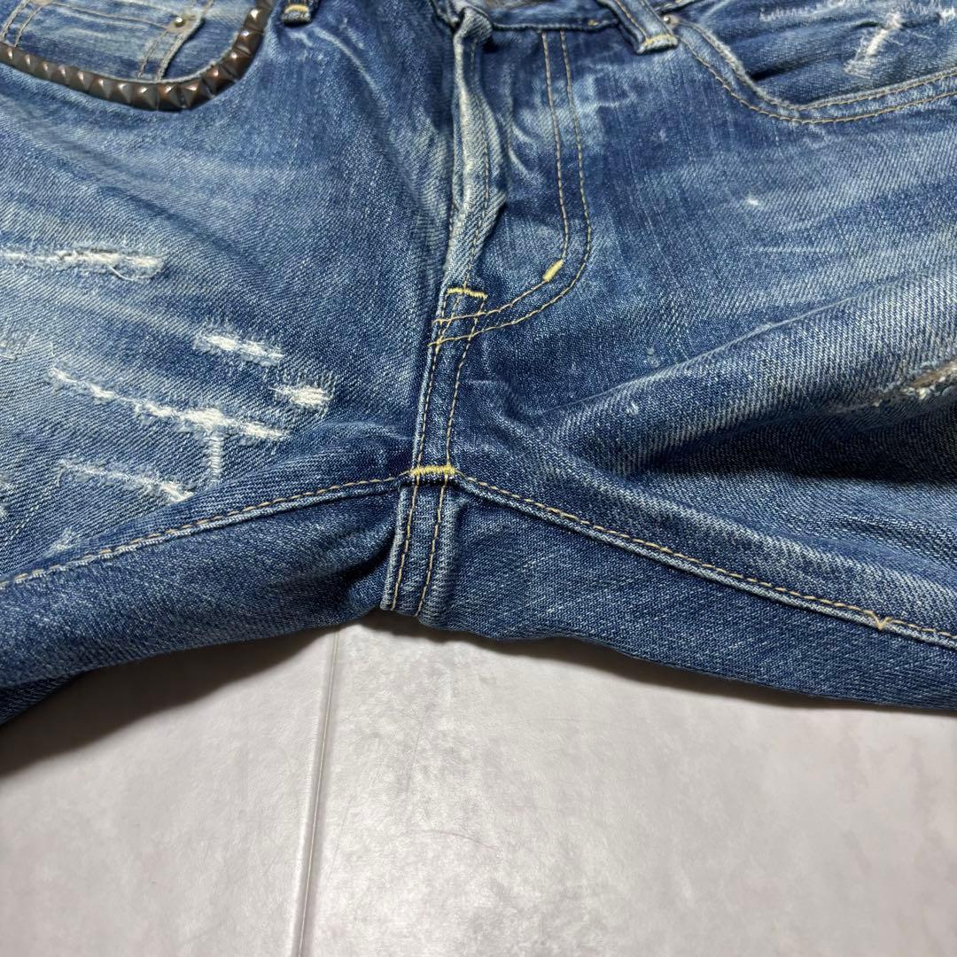 【超希少】ヒステリックグラマー ダメージ加工 スタッズデニムパンツ 30 日本製