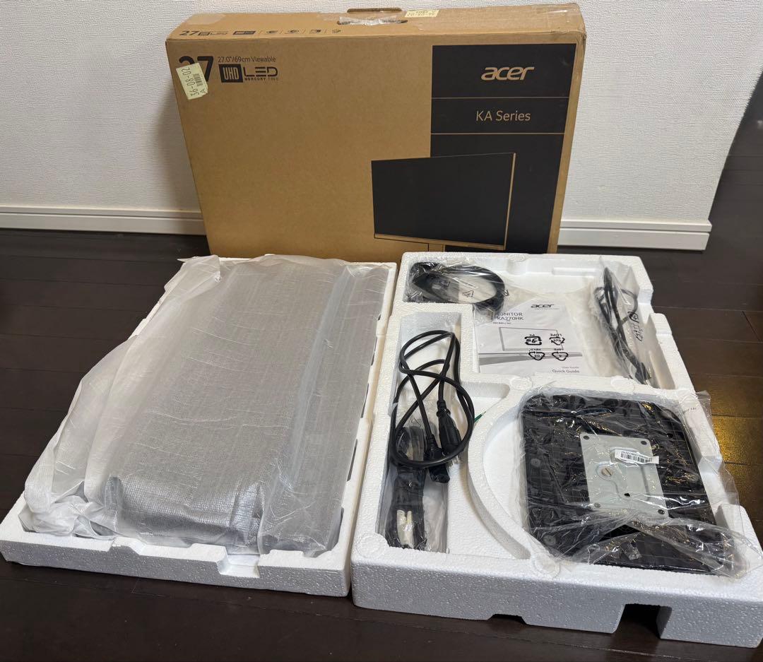 【美品】Acer 27型ワイド4K対応液晶モニターKA270HKbmjdppx