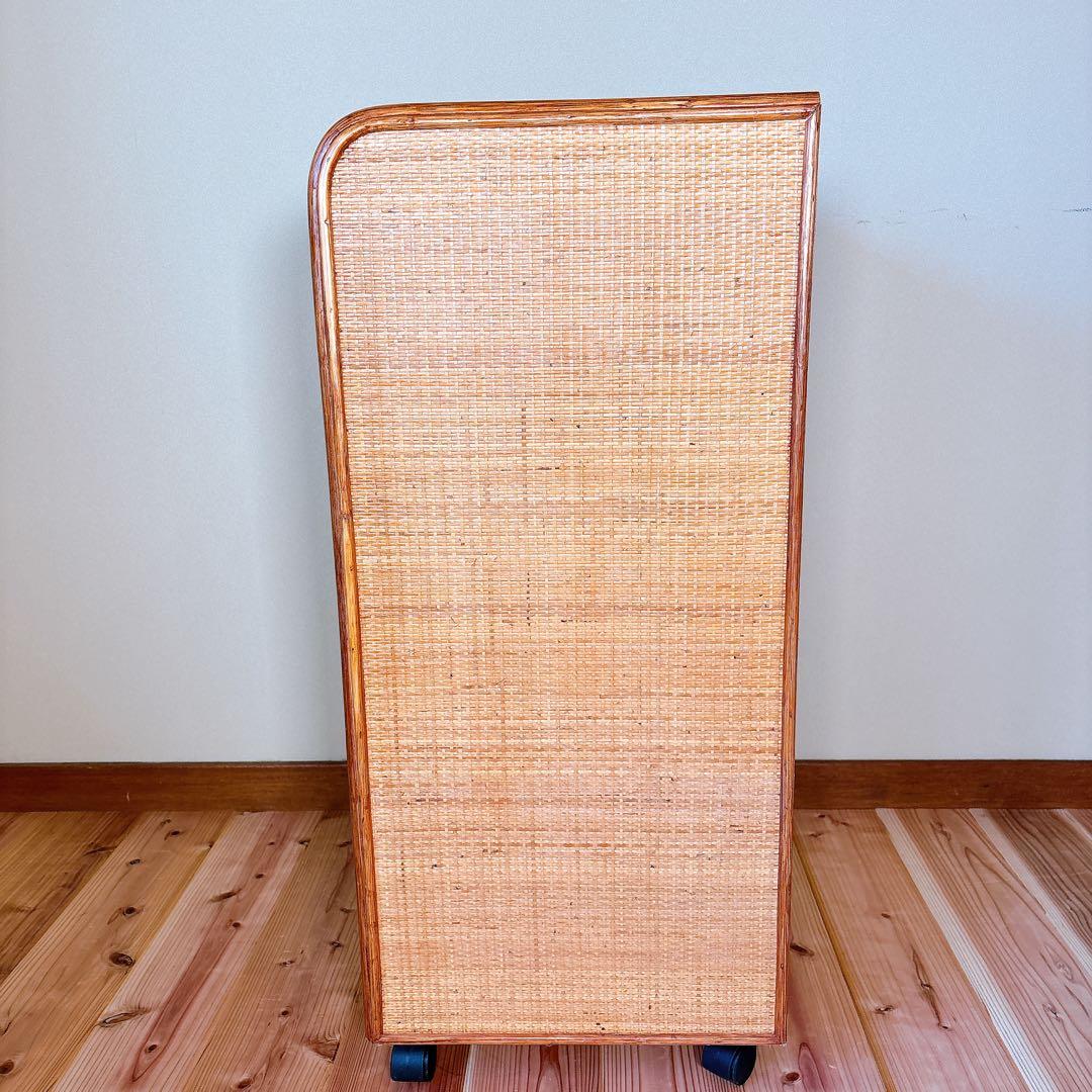 【良品】 カザマ Kazama ラタン 籐 チェスト 4段 キャスター付き