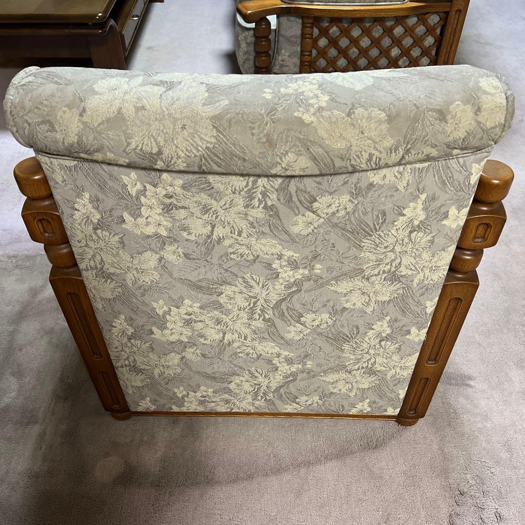 ののの 　【昭和レトロ】花柄布製 1人掛けソファ【アンティーク家具】