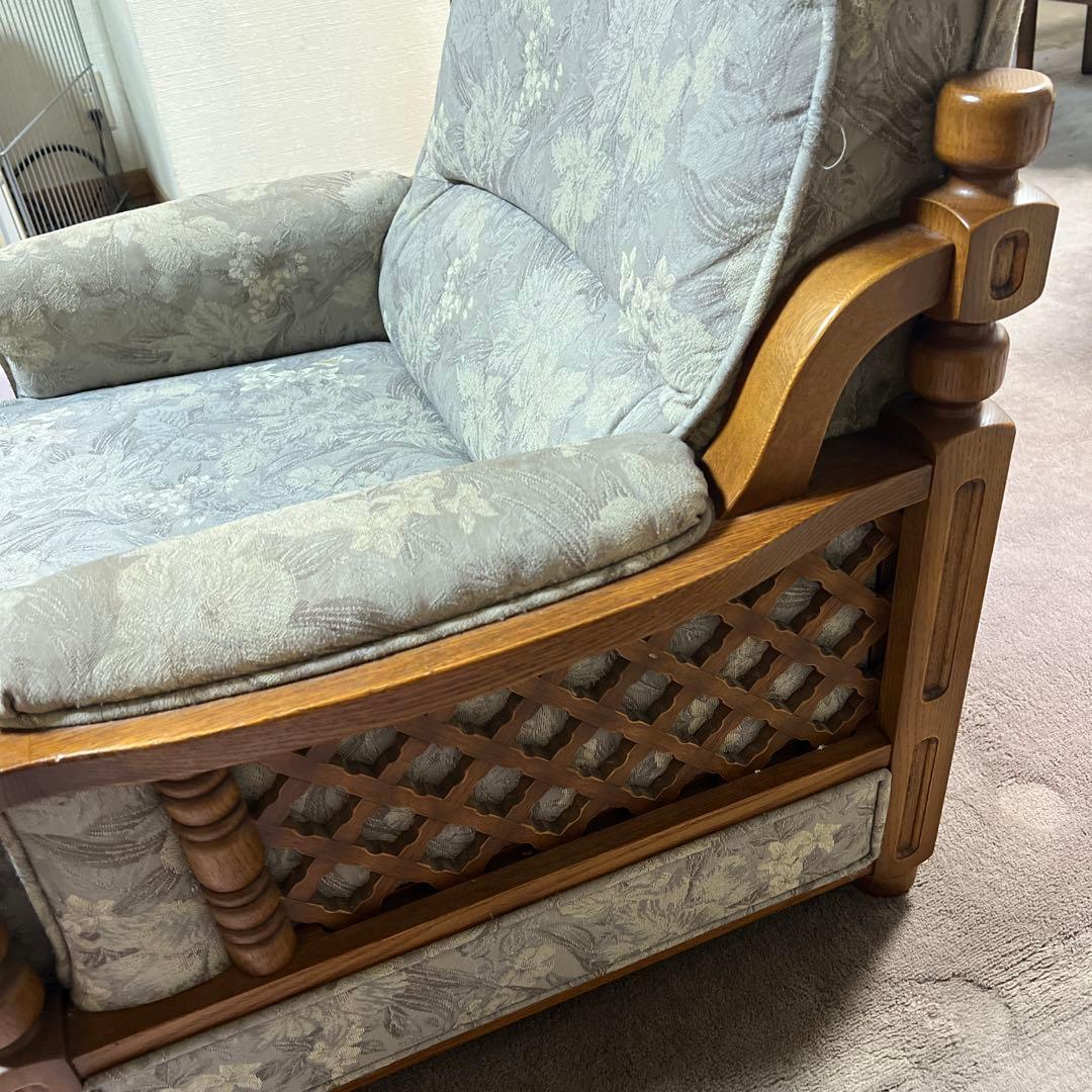 ののの 　【昭和レトロ】花柄布製 1人掛けソファ【アンティーク家具】