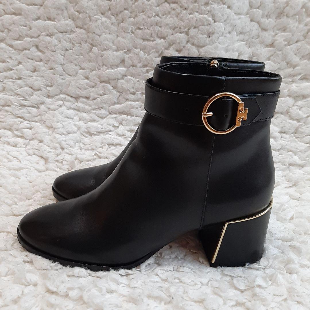 極美品 ショートブーツ　トリーバーチ レザー　ブラック 23.5 サイドジップ