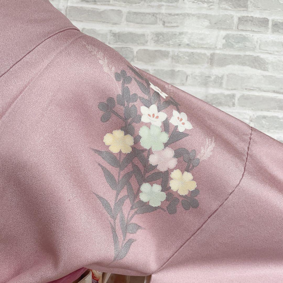 訪問着のみ　桔梗　小花　可愛らしい花　春爛漫　手刺繍　着物　Q5