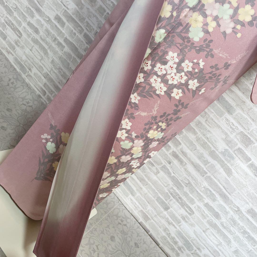 訪問着のみ　桔梗　小花　可愛らしい花　春爛漫　手刺繍　着物　Q5