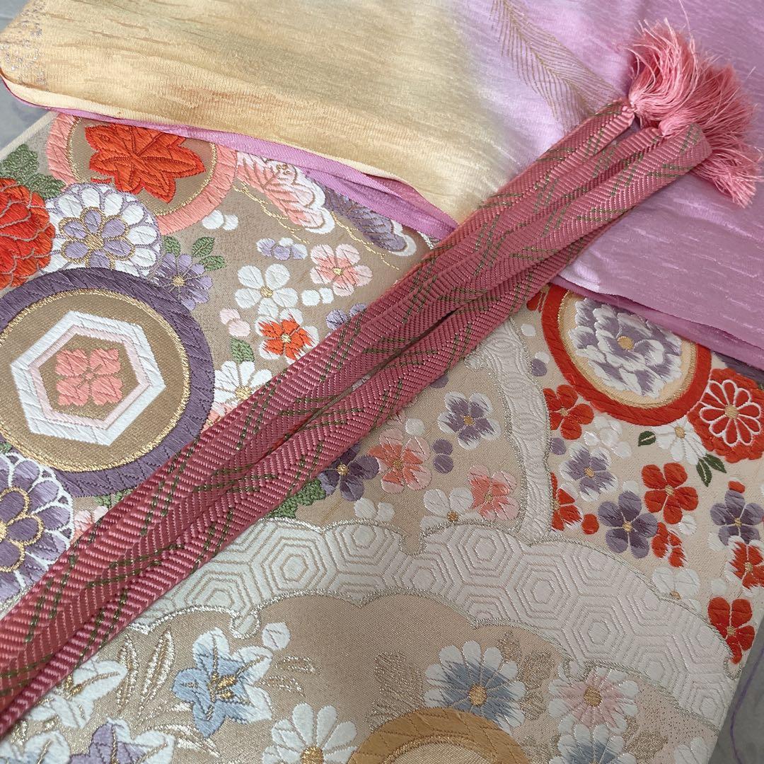 訪問着のみ　桔梗　小花　可愛らしい花　春爛漫　手刺繍　着物　Q5