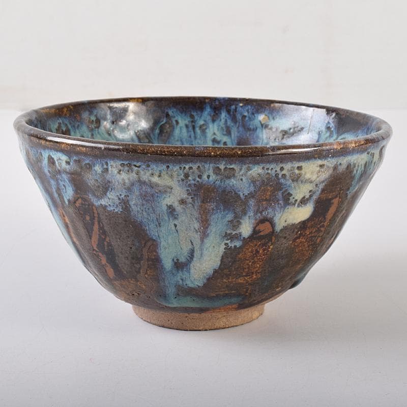 茶道具　板谷波山作　天目茶碗　銘「宇宙」　共布　代淡々斎極め箱　F　R7886