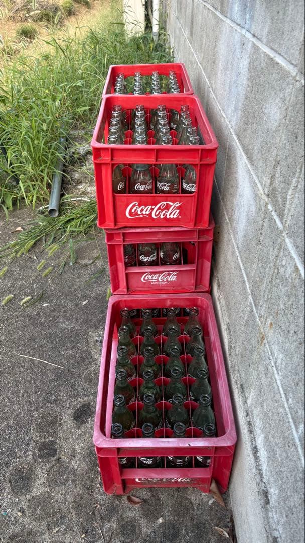 レトロ 希少 Coca-Cola ガラス瓶 約160本 ＆ 赤キャリーケース付き