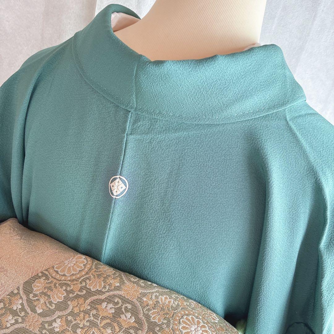 色無地　フルセット　着物　正絹　上品　一つ紋　しつけ糸付き　G10