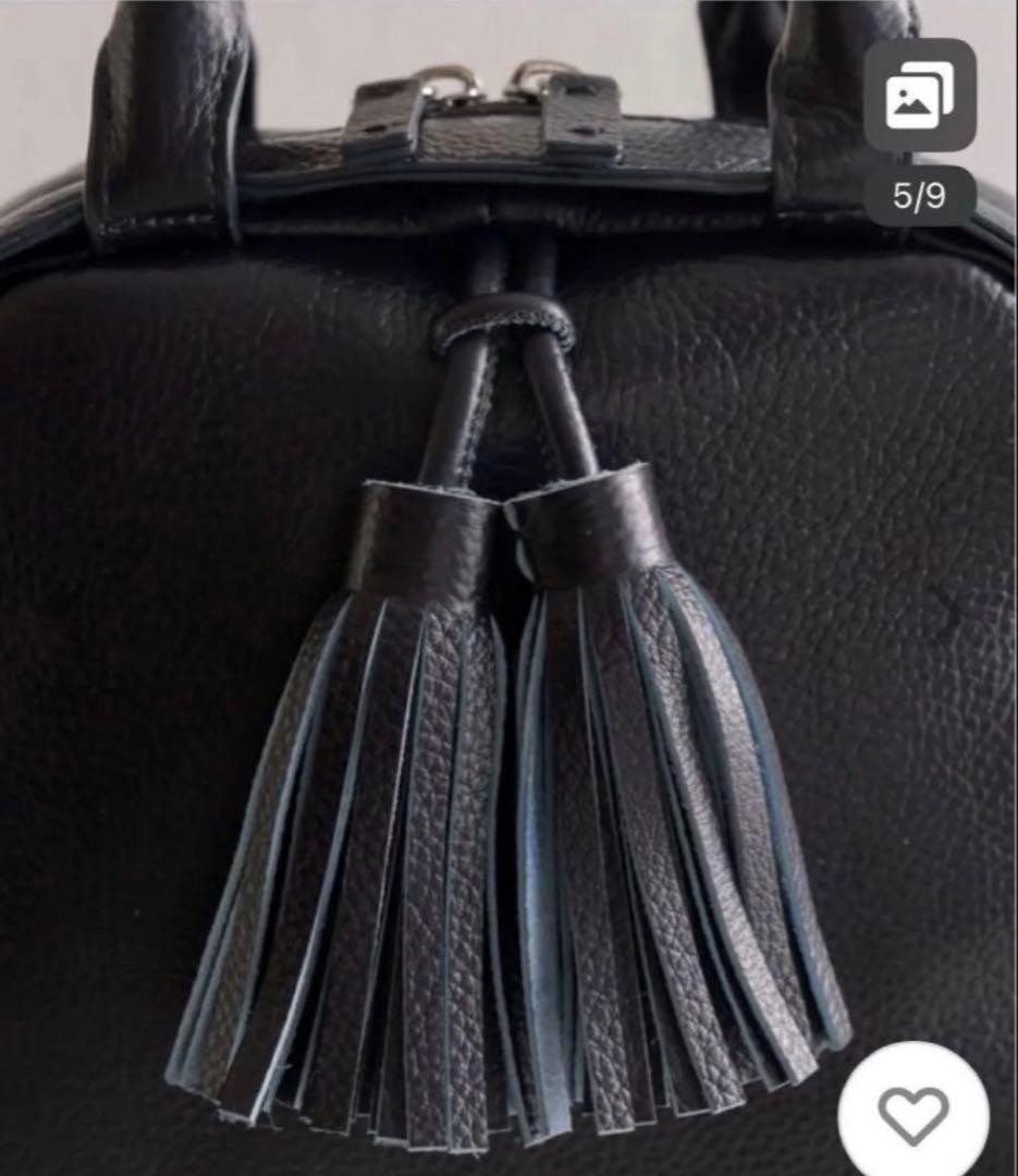 ear PAPILLONNERビッグタッセルボスト ン2wayバッグ ネイビー