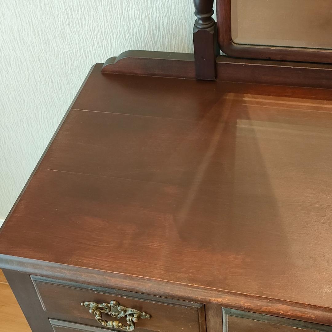 アンティーク　鏡台　スツール　セット品　 引出し７杯　ろくろ脚