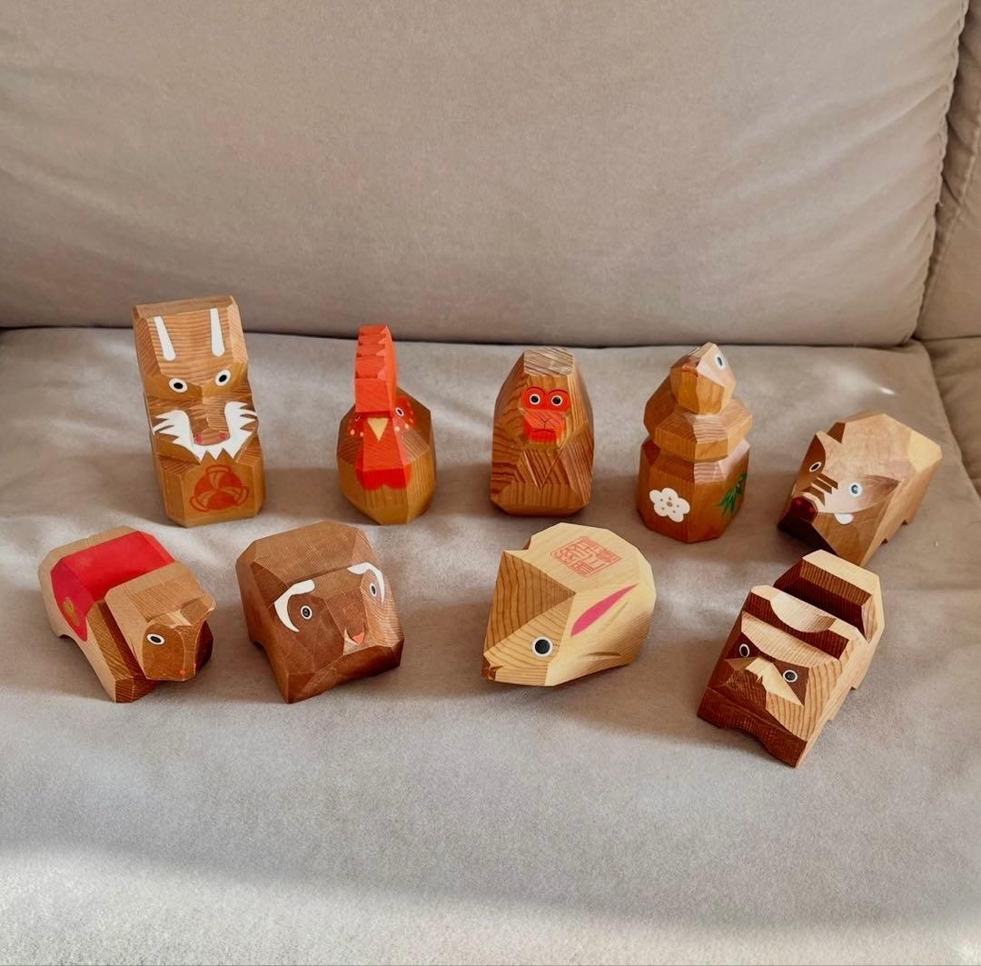 【貴重】出羽三山神社 一刀彫 干支人形 ３体セット