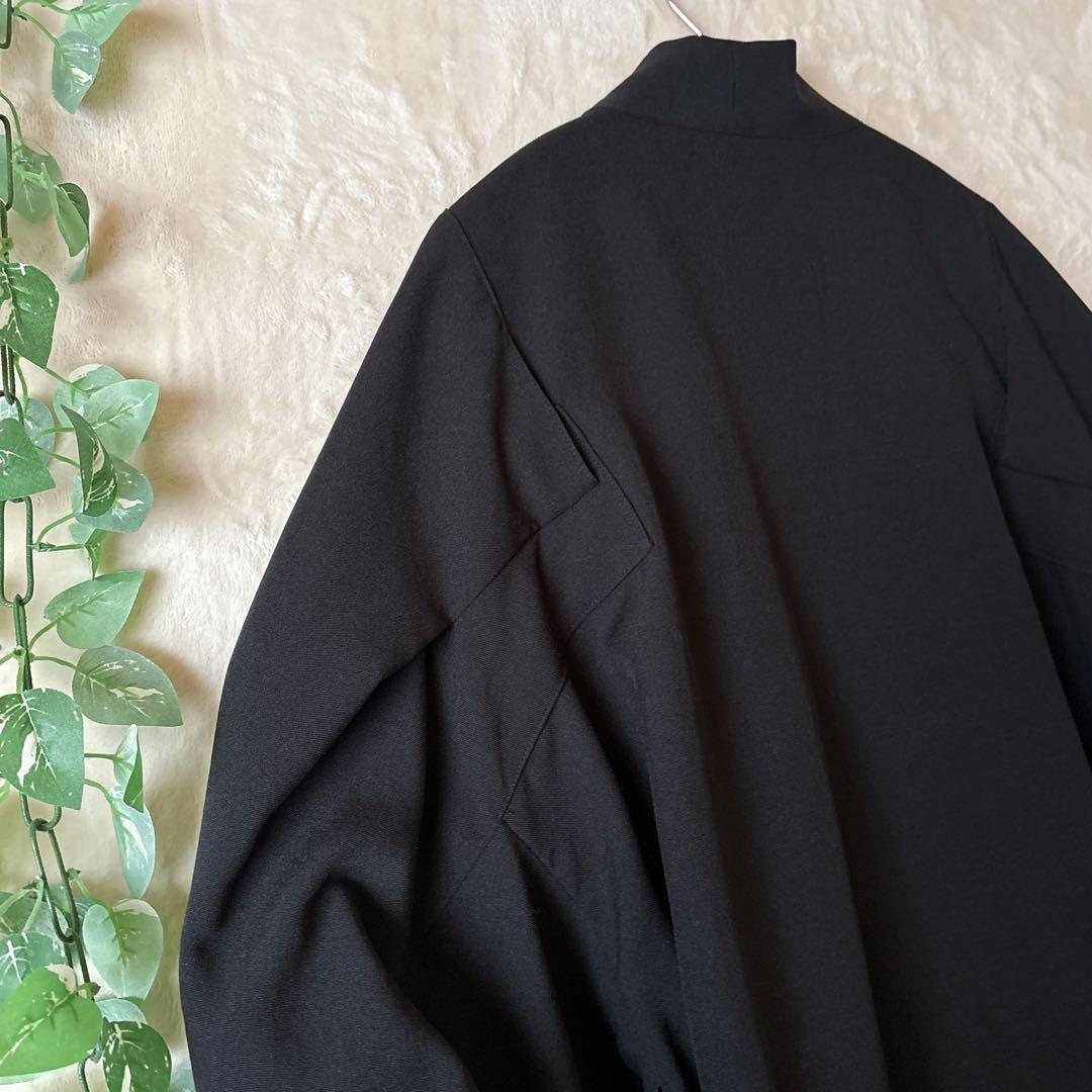 T088美品ハレSQUAREサムエコート和装着物羽織キモノ袖オーバーサイズ黒Ｆ