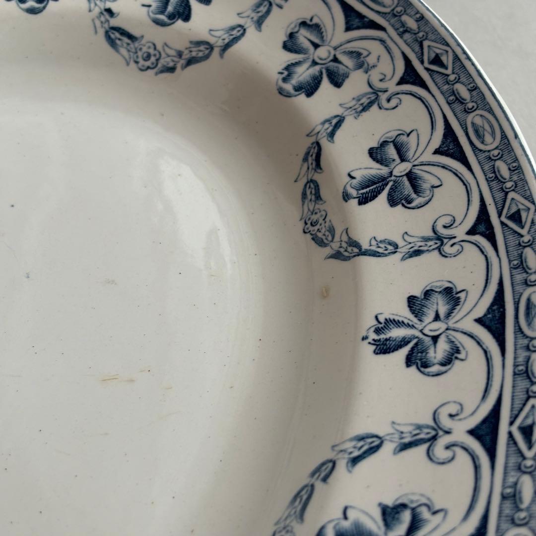 美品 フランスアンティーク サンタマン 宝石ようなガーランドが美しいオーバル大皿