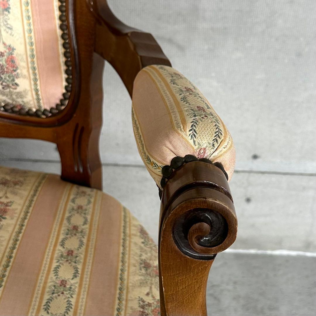 ★90s★ ロココ調 彫刻アームチェア イタリア クラシック 猫脚 彫刻