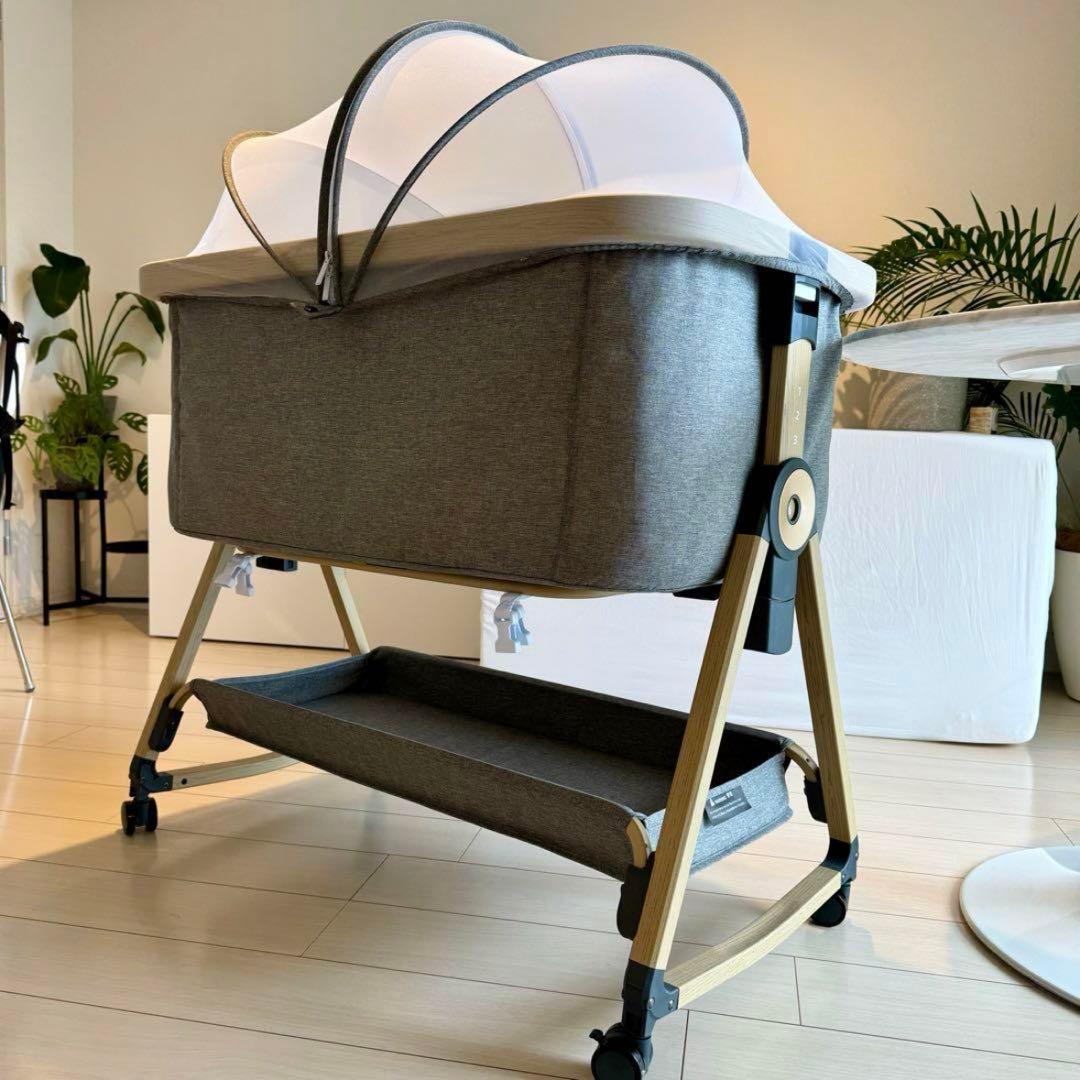 【2024年改良モデル】Hzdmj ベビーベッド 折畳キャスター付き 蚊帳付き