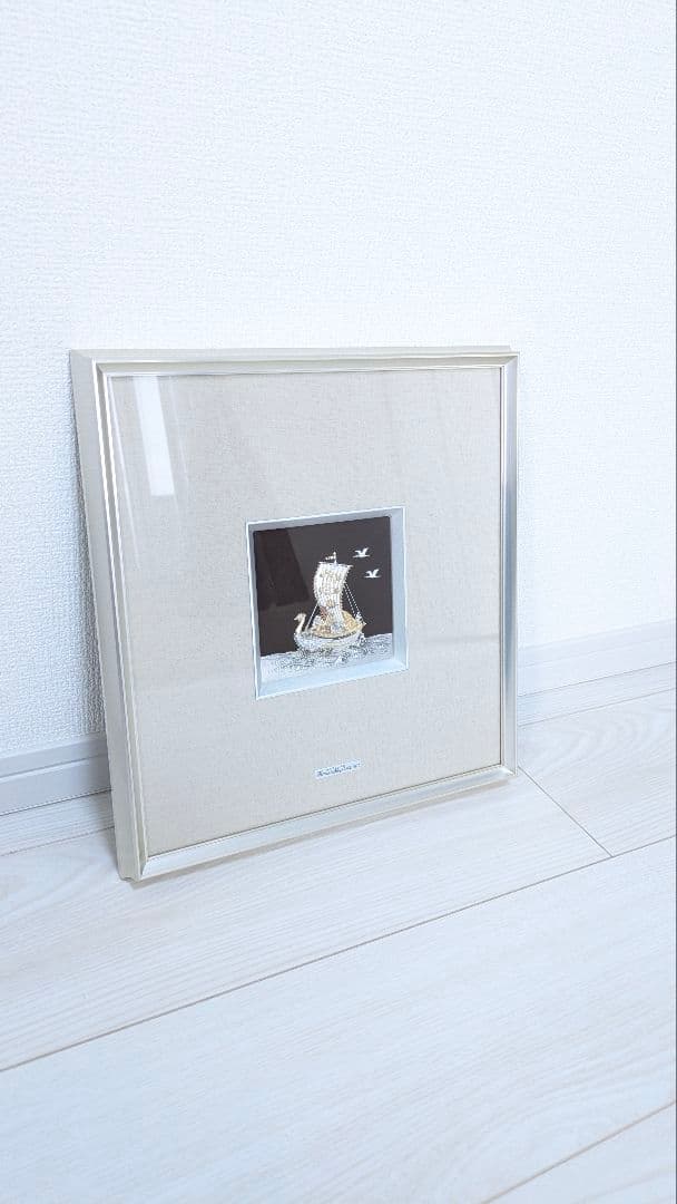 純銀レリーフ【宝船 鳳凰】金属工芸家 二代目関竹比 SILVER999