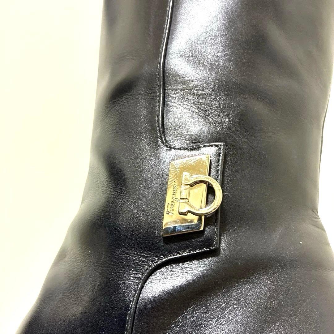 【美品】箱付き サルヴァトーレ フェラガモ ロングブーツ ガンチーニ レザー