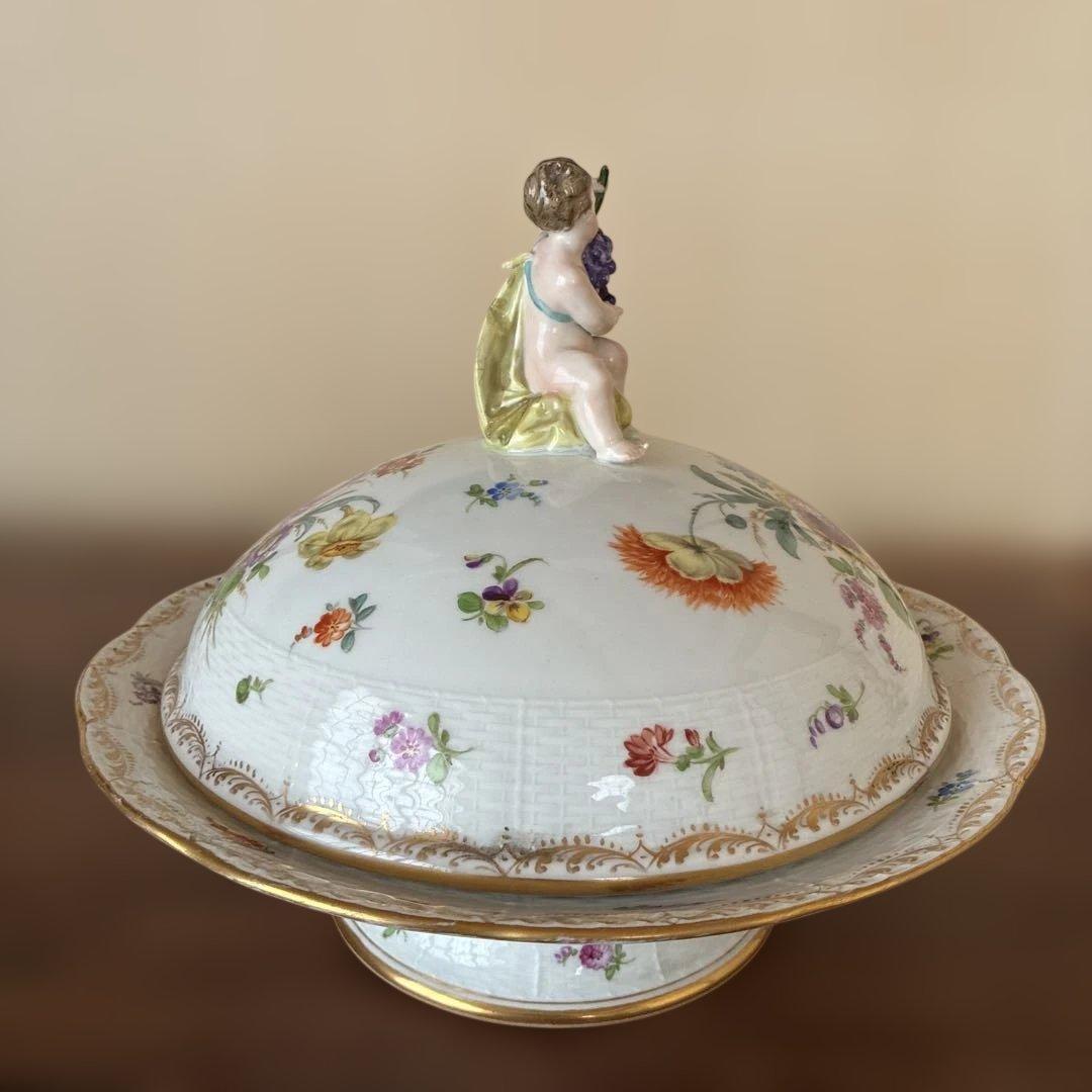 アンティーク KPM フィギュア付き蓋コンポート