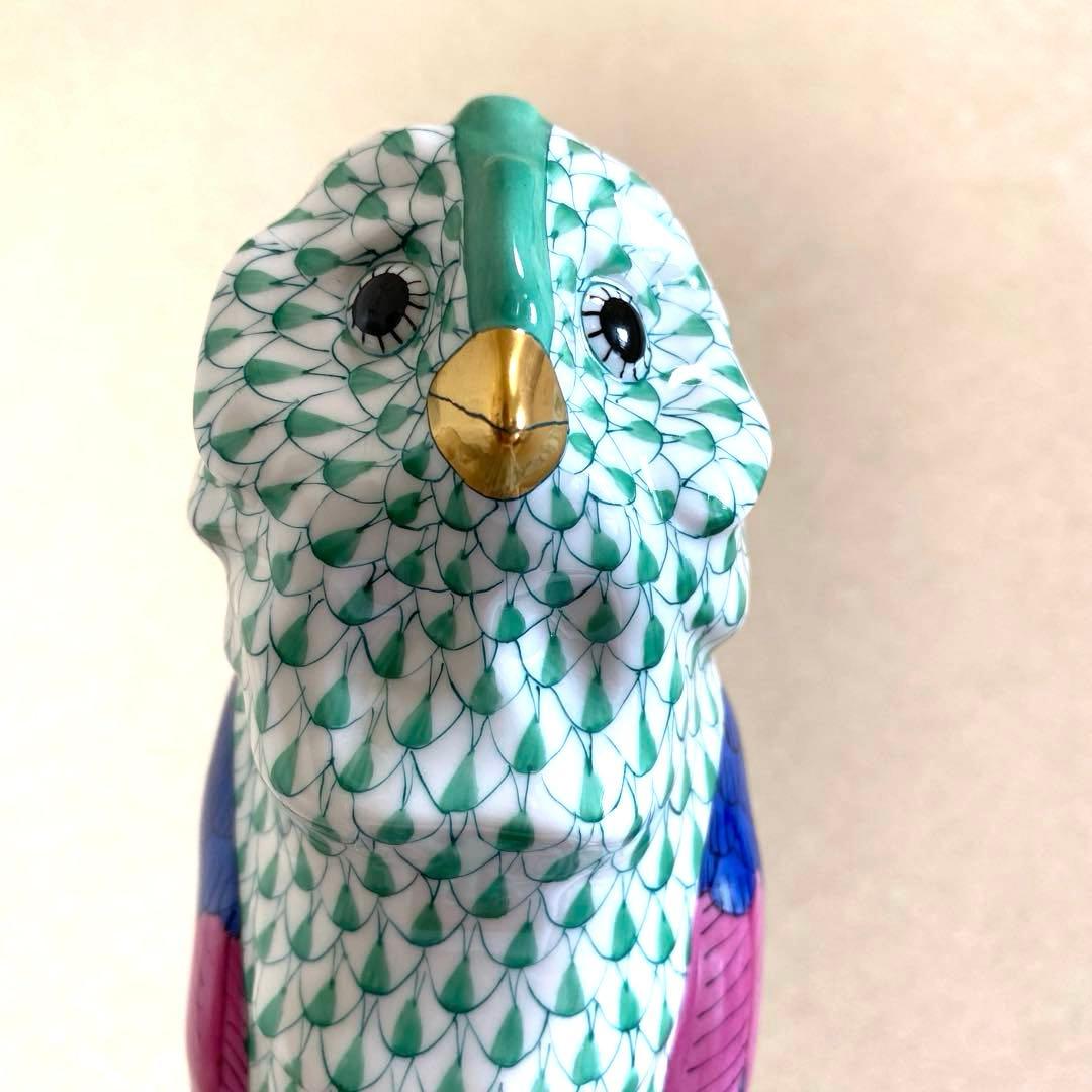 Herendふくろう約21cm鱗模様 金彩仕上げ手描フィギュリン ハンガリー製