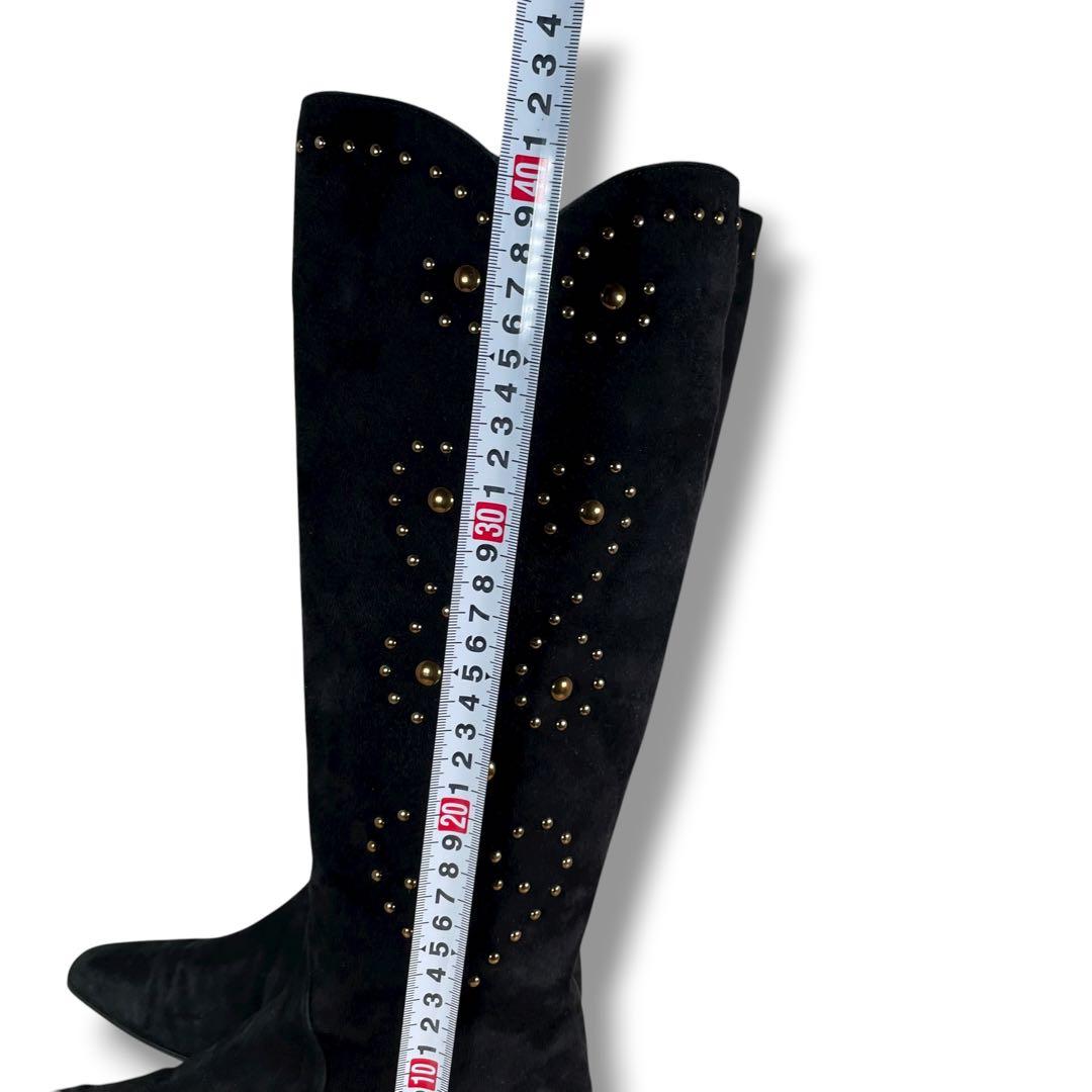 極美品 YSL イブサンローラン ロングブーツ スタッズ ウエスタンブーツ 黒