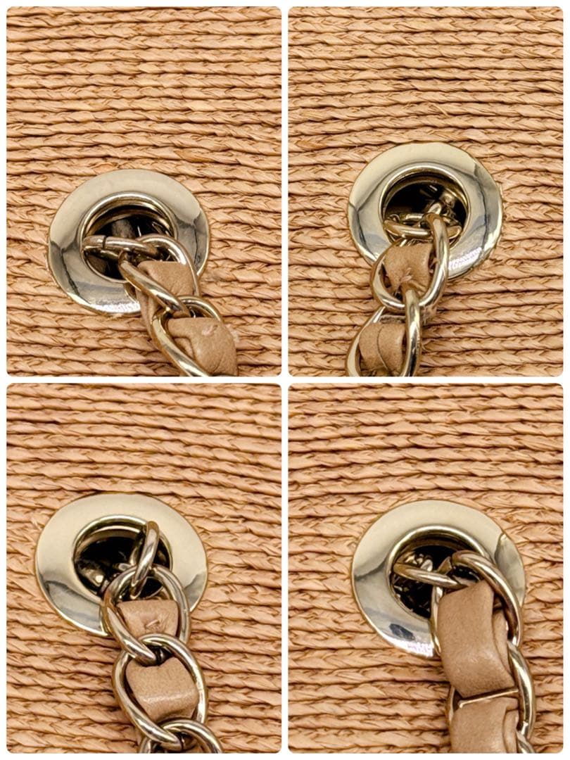 美品✨ ヘレンカミンスキー ラフィア　かごバッグ　チェーンショルダー レザー