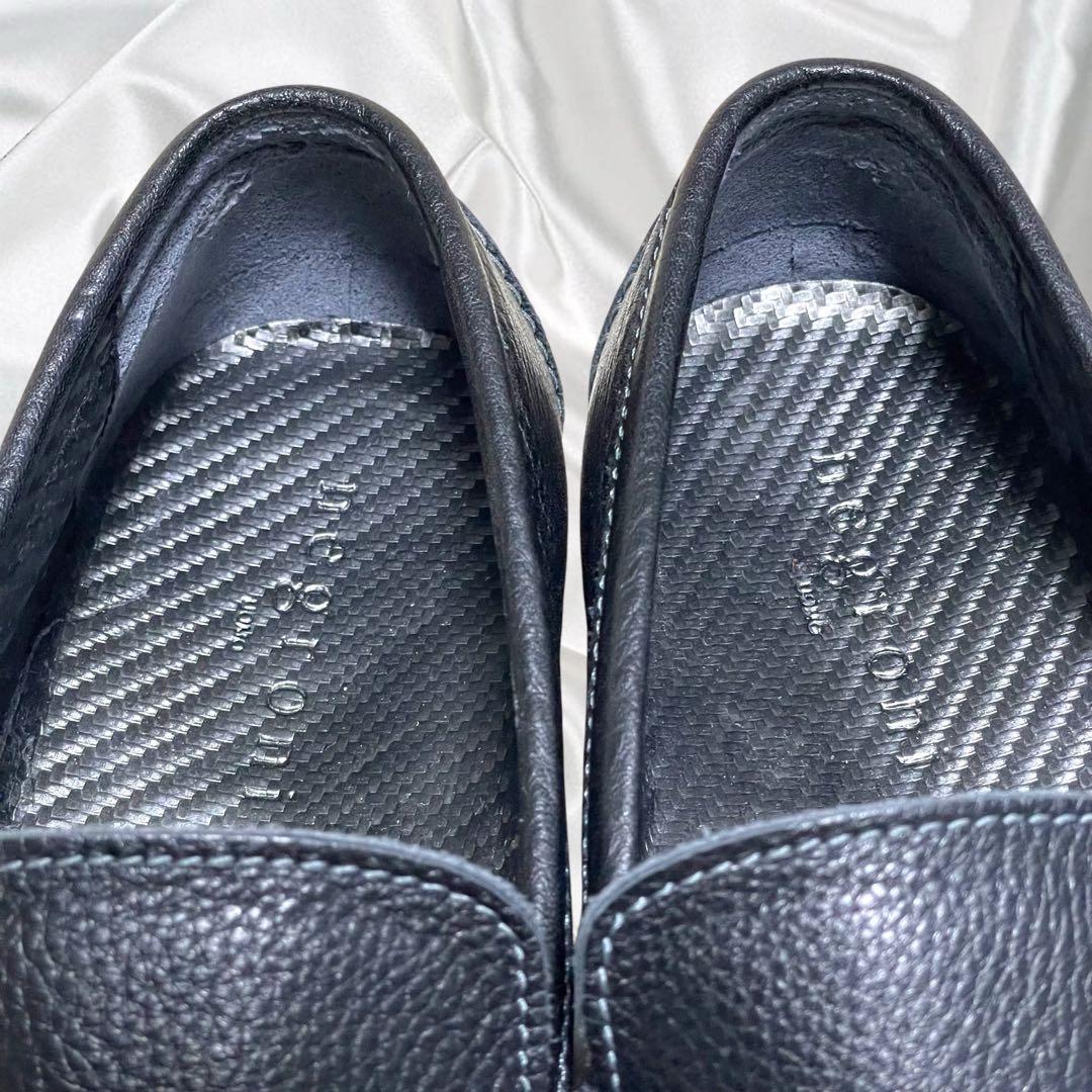 【NEGRONI】美品ネグローニ シボ革 スリッポン ドレスシューズ ローファー