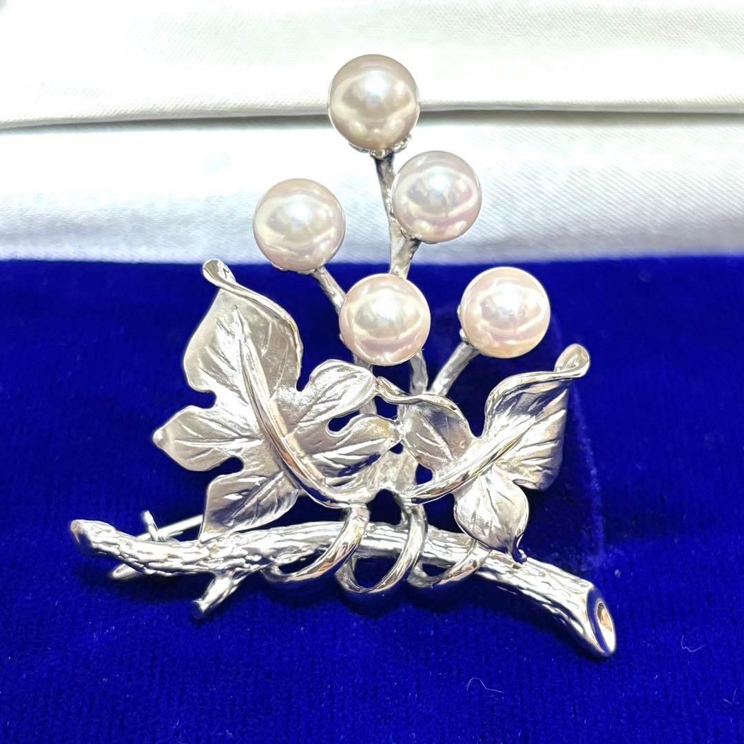 【美品】 ブローチ ぶどう 真珠 シルバー パール 保証書有り