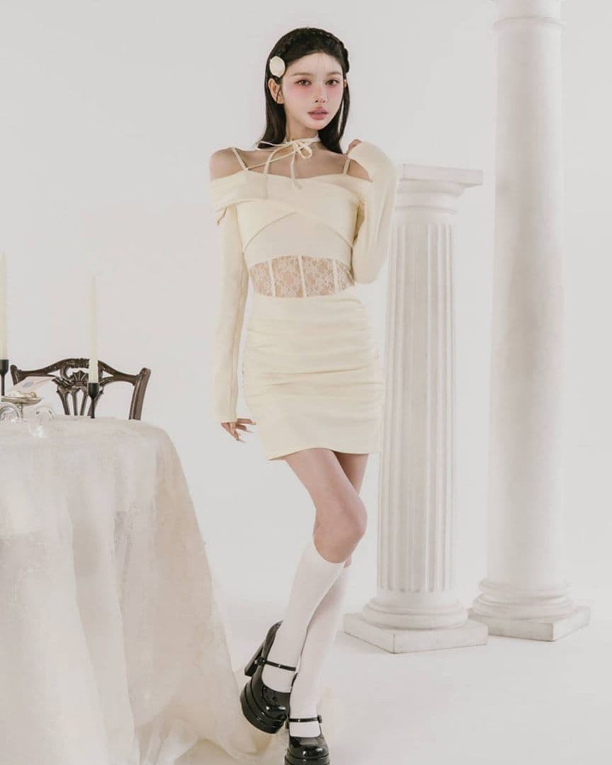 ダーリッチ コルセットレースカットミニワンピース ivo