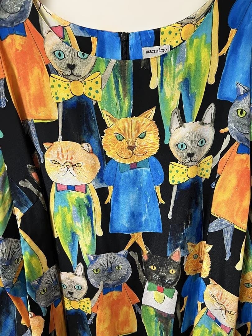 マンナイン mannine 猫柄ワンピース　21号サイズ